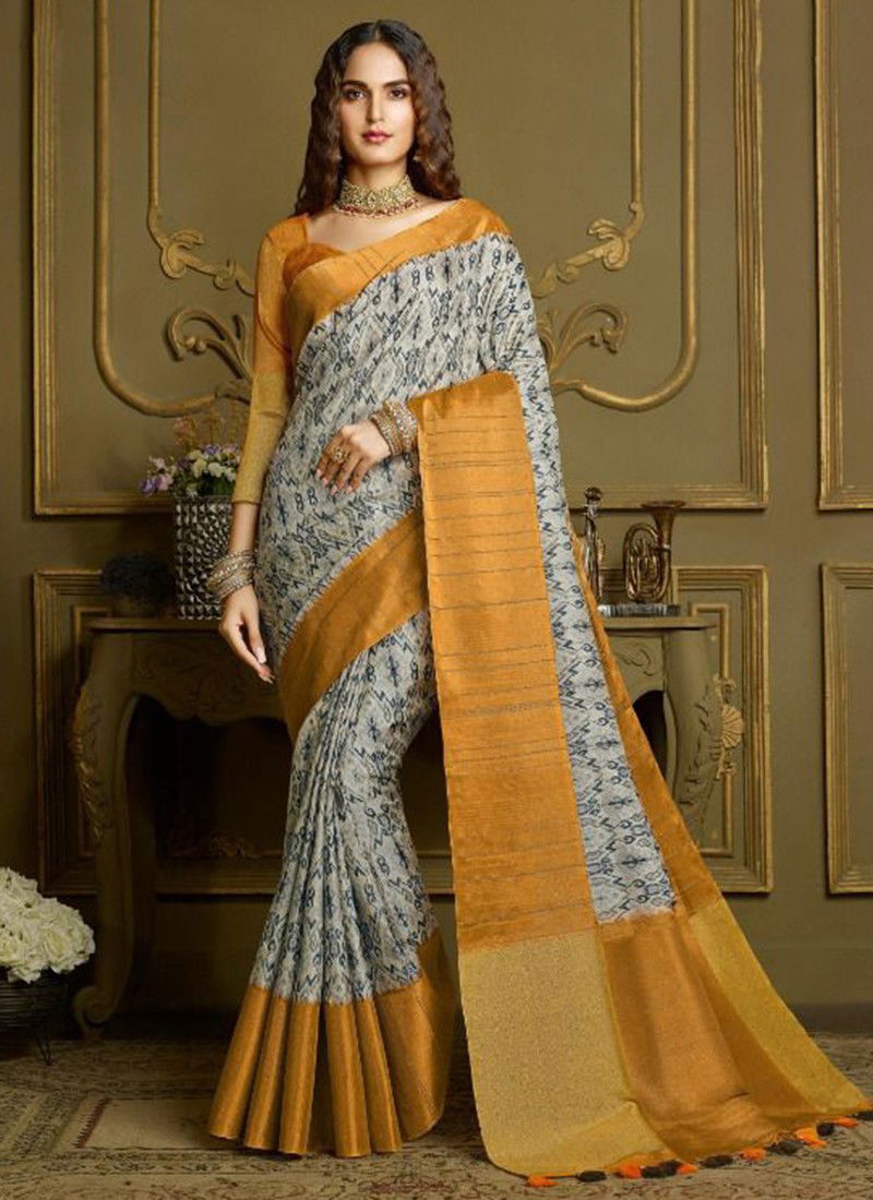 Yellow Colour Chapai vol 4 Joh Rivaj Chapa Silk Printed Saree Collection 9501